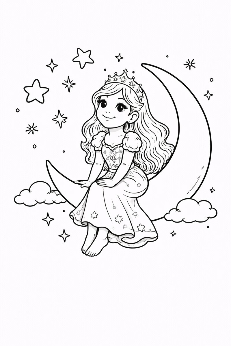 Princess 3 Coloring Page for Kids – Free Printable