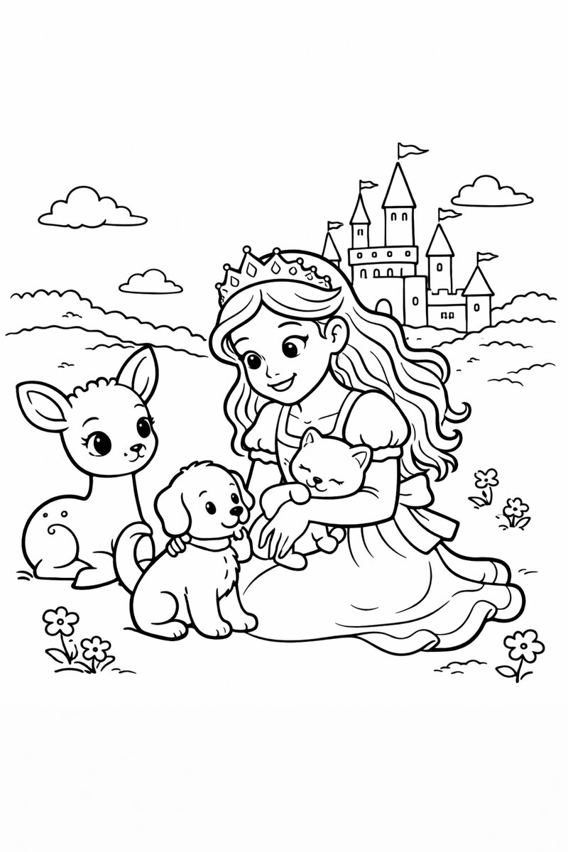 Princess 5 Coloring Page for Kids – Free Printable