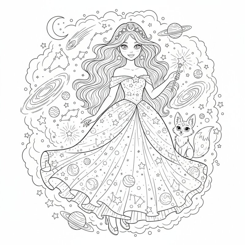 Princess 8 Coloring Page for Kids – Free Printable