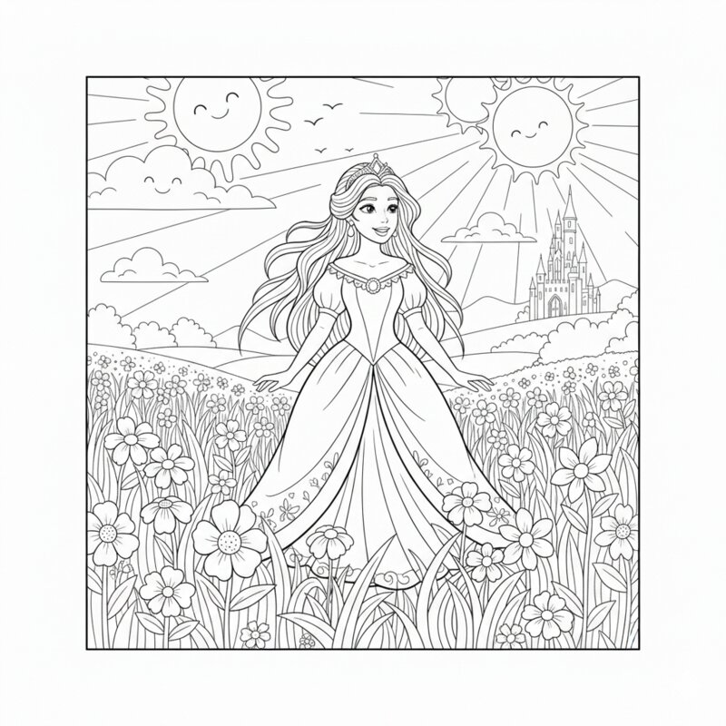 Princess 9 Coloring Page for Kids – Free Printable