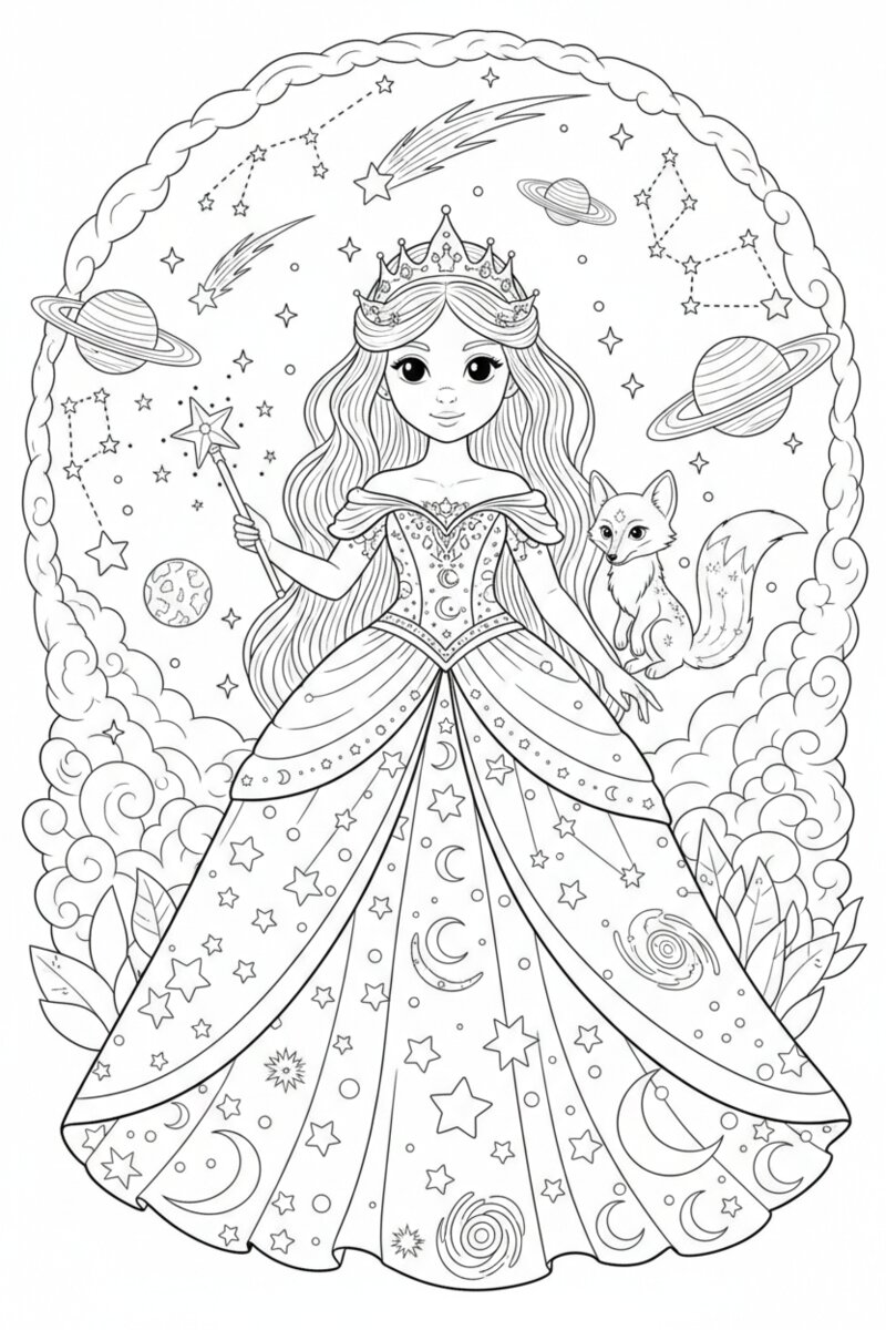 Princess 10 Coloring Page for Kids – Free Printable